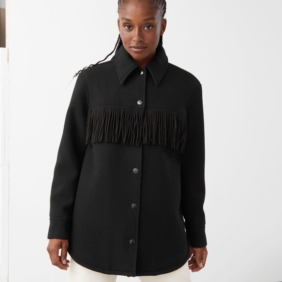 & Other Stories Jackets & Blazers - Mint condition & Other Stories Relaxed Button Up Fringe Jacket, EU44, $200